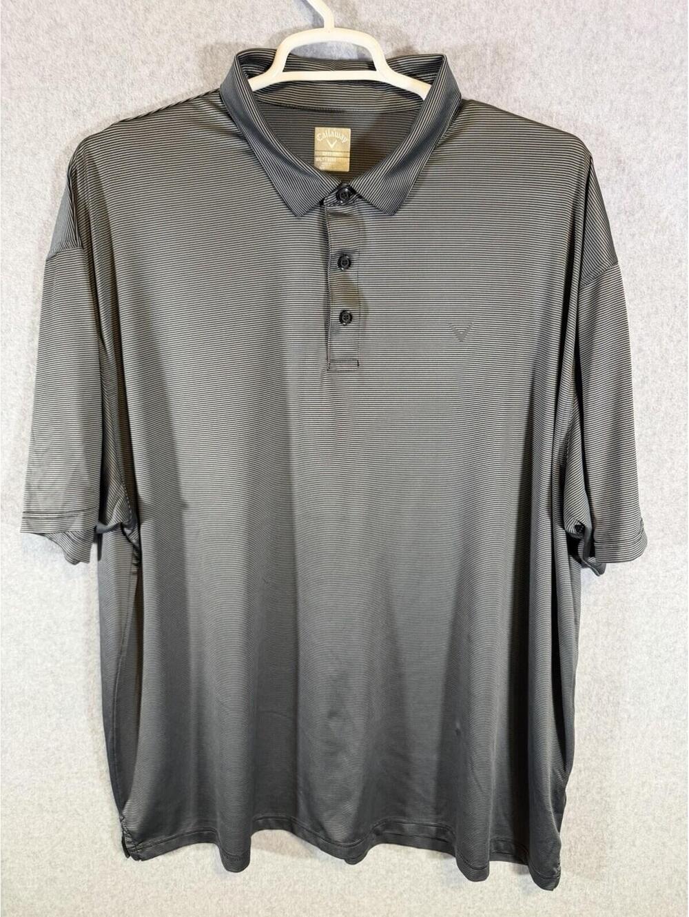 Callaway Shirt Mens 3XLT Gray Black Striped Short Sleeve